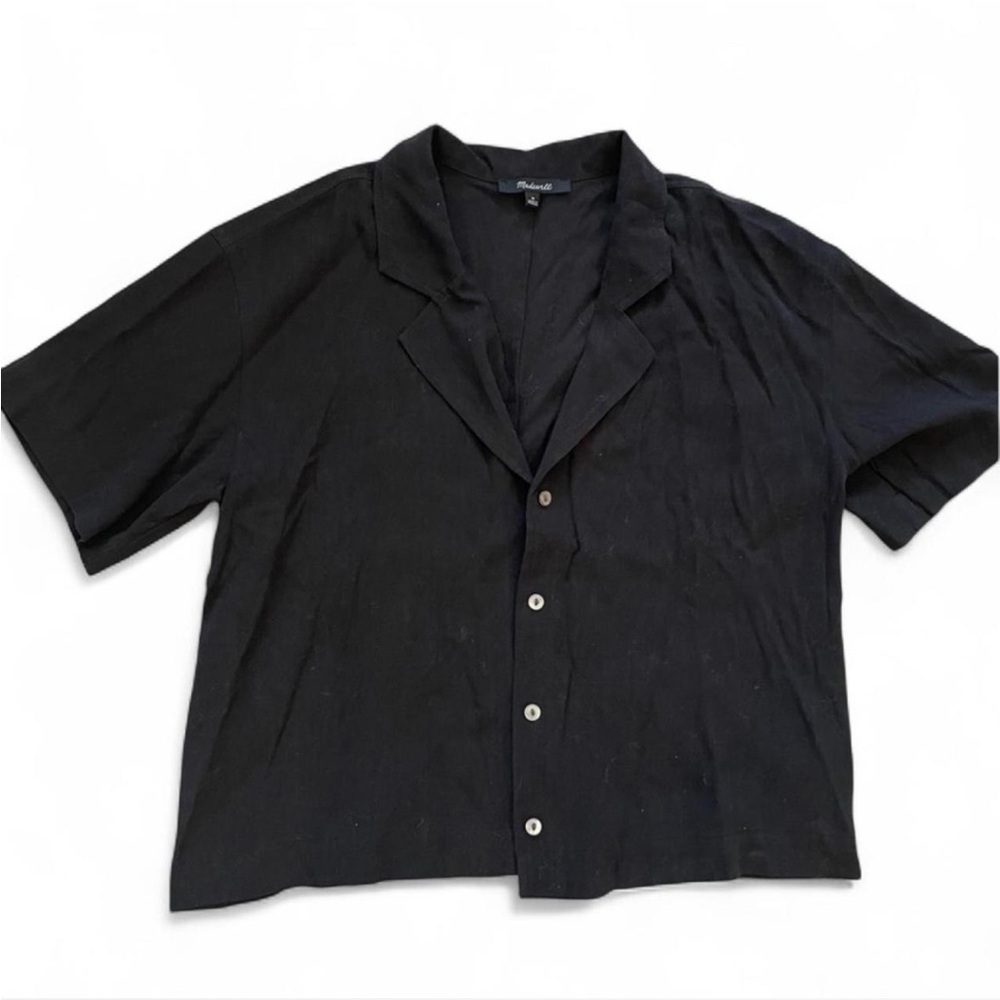 Madewell Black Short-Sleeve Button-Down Shirt